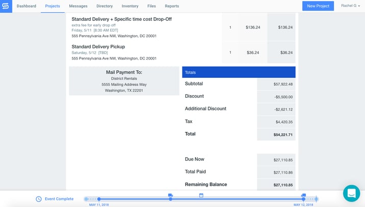 Event rental software invoices with Goodshuffle Pro