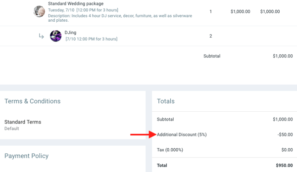 Screenshot of discounting strategy in Goodshuffle Pro, event rental software.
