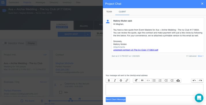 Goodshuffle Pro messaging tool with client.