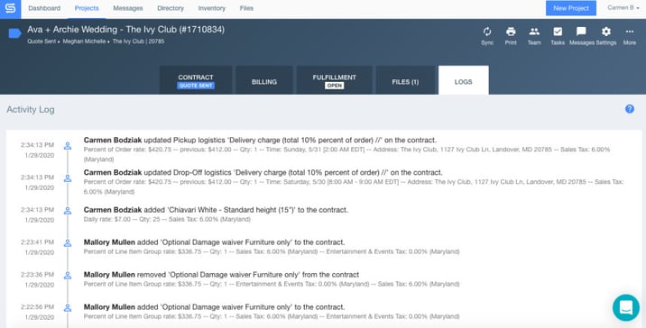 Goodshuffle Pro activity log.