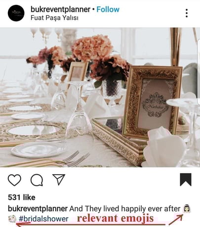 Event planner Instagram account