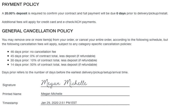 Goodshuffle Pro event payment and cancellation policy for a customer.